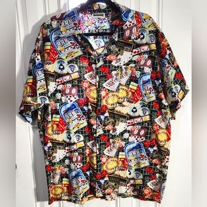 Lake Matley poker casino gambling button down shirt men's size XL